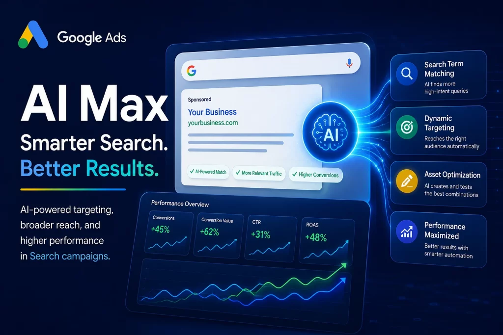 Google Ads AI Max: Features, Benefits & How It Works in Search Campaigns Google Ads AI Max